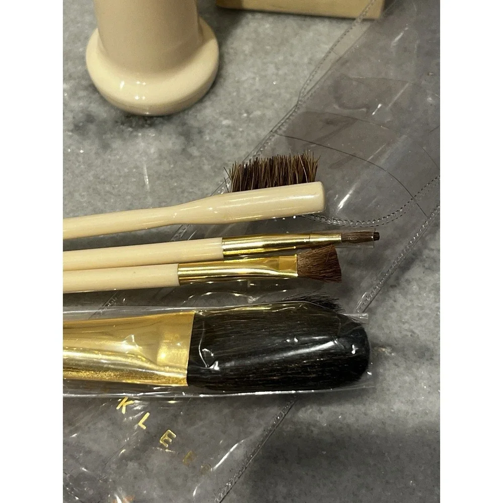 Shaklee Make Up Brush Set Beige Handles & Stand Set Of 4 Vintage- 2 Sets